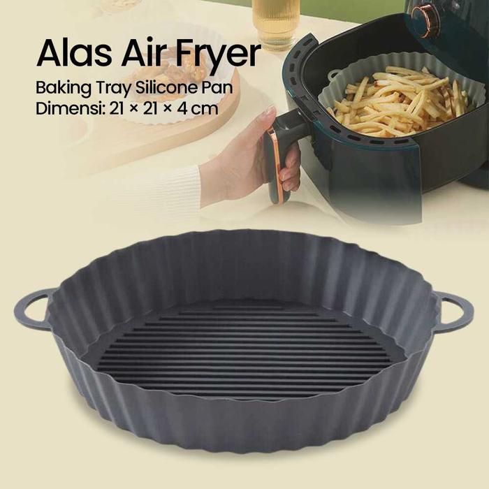 Gambar Alas Air Fryer Baking Tray Silicone Pan - M02 - Gray dari Afika Smarthome undefined Tokopedia
