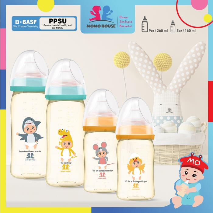 Gambar MOMO HOUSE PPSU Botol Susu Bayi Botol Bayi Wide Neck Bottle Botol Susu - M (3-6month), 9oz/260ml-Dino dari momohouse_os undefined Tokopedia
