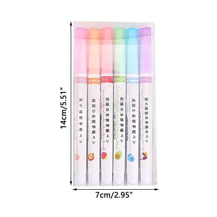 Gambar SUTRE 6PCS Curve Highlighter Pen Art Stationery Office Supplies Curve dari Braithwaite undefined Tokopedia