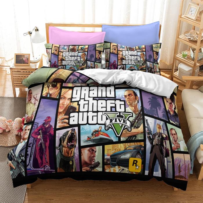 Gambar Video Game Gta V Bedding Set 3D Prints Duvet Covers Grand dari Super Impor undefined Tokopedia