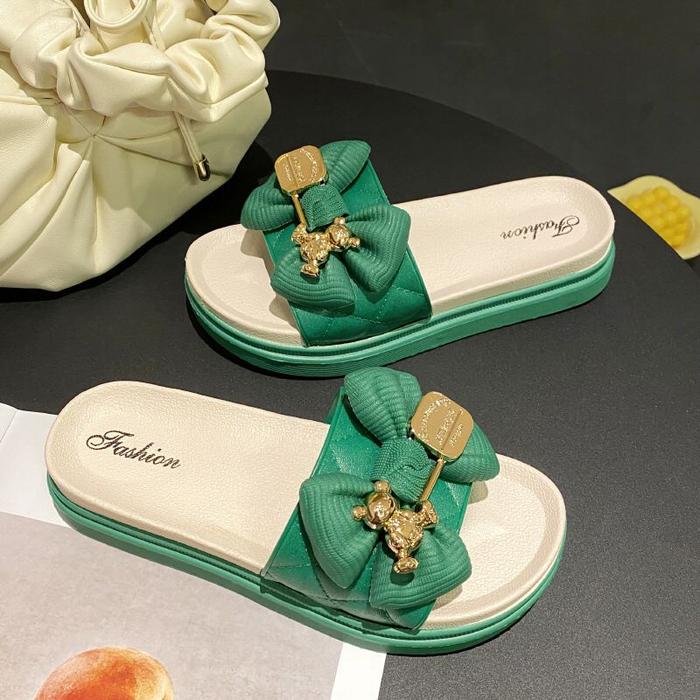 Gambar TG0706 Sandal Wedges Wanita Import Motif Pita Bear Mewah Bahan Karet - Hijau, 36-37 dari Felix Excel Ol shop undefined Tokopedia