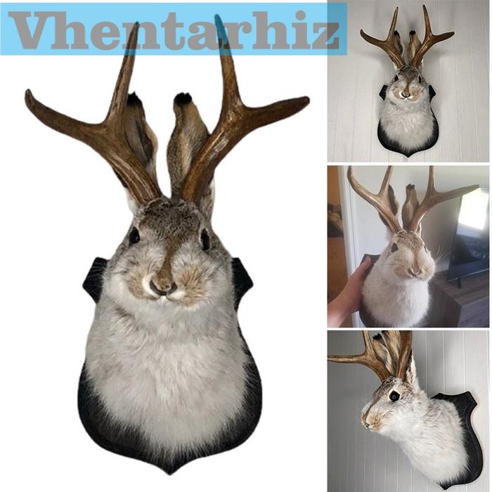 Gambar Simulasi Kepala Hewan Tanduk Model Gantung Untuk Dekorasi Dinding - Gray dari Vhentarhiz undefined Tokopedia