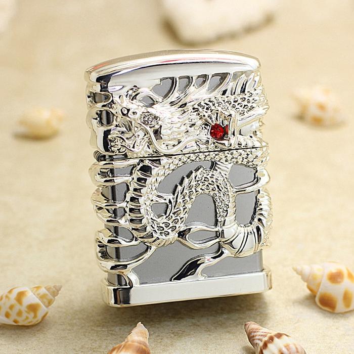 Gambar Genuine Zippo Hollow Dragon Silver oil lighter copper windproof dari ElizahStore undefined Tokopedia