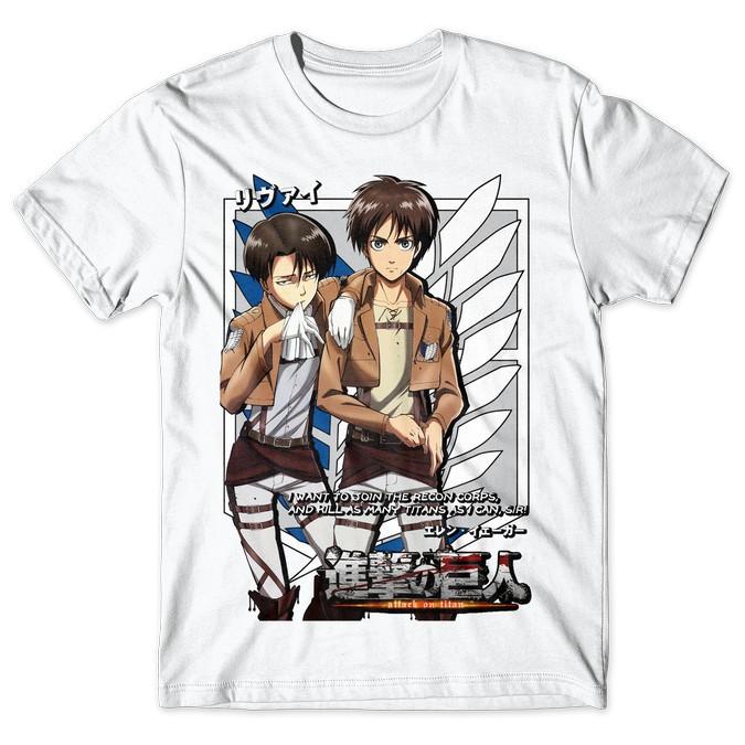 Jual Levi, Eren Shingeki no Kyojin Anime-Tshirt-Kaos-Baju Kota