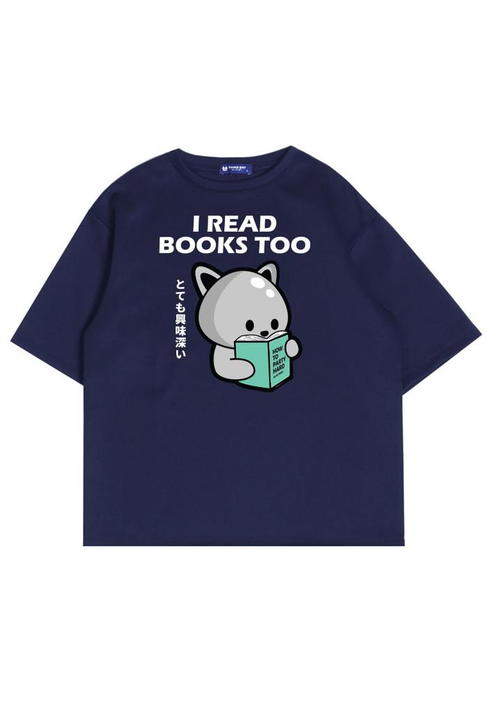 Gambar MTO41 kaos oversize anime lucu pria scuba distro tido read books navy - S dari THIRD DAY undefined Tokopedia
