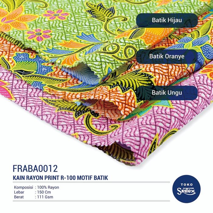 Gambar Toko Sritex Kain Rayon Print Batik 0012 Premium, R100 (Per 45cm) - Oranye dari tokosritex undefined Tokopedia