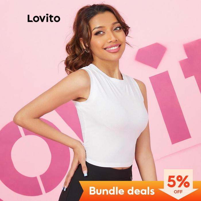 Gambar CRS Plain Casual Thread Cropped Tank Tops for Women - White, S dari zanzeastore undefined Tokopedia