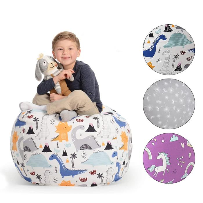 Jual New Bean Bag Storage Stuffed Animal Chair Kids Toys Zip