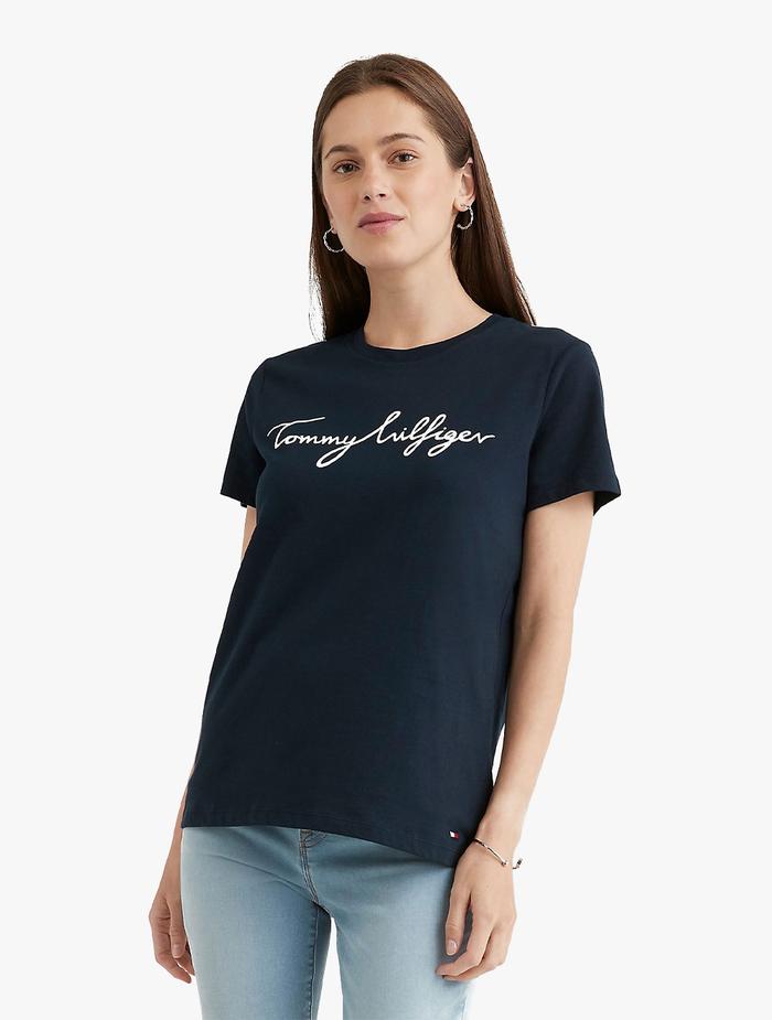 Gambar TOMMY HILFIGER - SIGNATURE CREWNECK T-SHIRT - Navy - Navy, XS dari Tommy.Hilfiger undefined Tokopedia