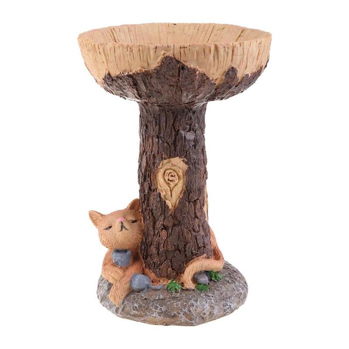 Gambar Tree Stump Cat Statue Bird Feeder Resin Orment Outdoor Garden dari sgt9876 undefined Tokopedia