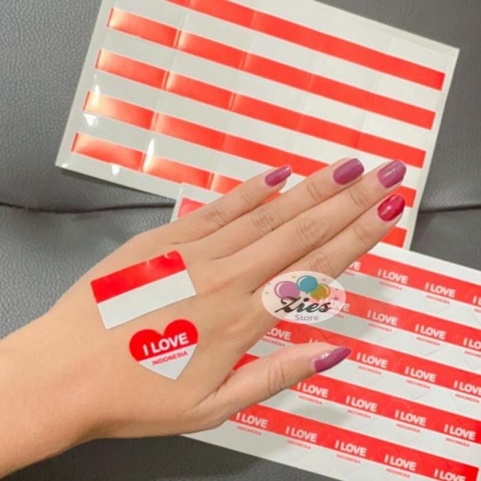 Gambar sticker pipi merah putih / stiker bendera Dirgahayu Hut RI - hati isi 35 dari Indobalon party undefined Tokopedia