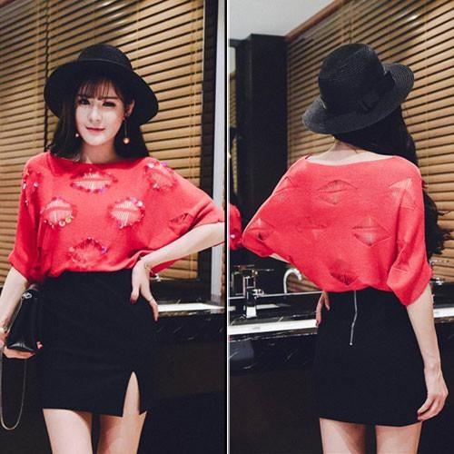 Gambar Sweater Bat Sleeved Ripped Hollow Fashion 32653 - Yellow dari Ai Lingerie undefined Tokopedia