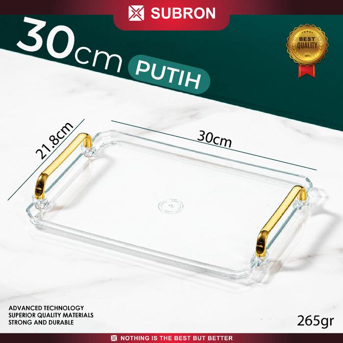 Gambar SUBRON Nampan Plastik Kotak Persegi Aesthetic Transparan Tray Wadah - 30CM PUTIH dari SUBRON KITCHENWARE undefined Tokopedia