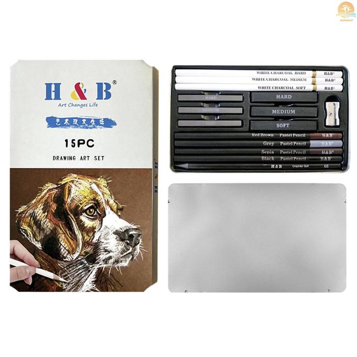 Gambar H&B 15Pcs/Set Art Supplies Drawing Kit White Charcoal and Pastel dari berkah sangkar123 undefined Tokopedia