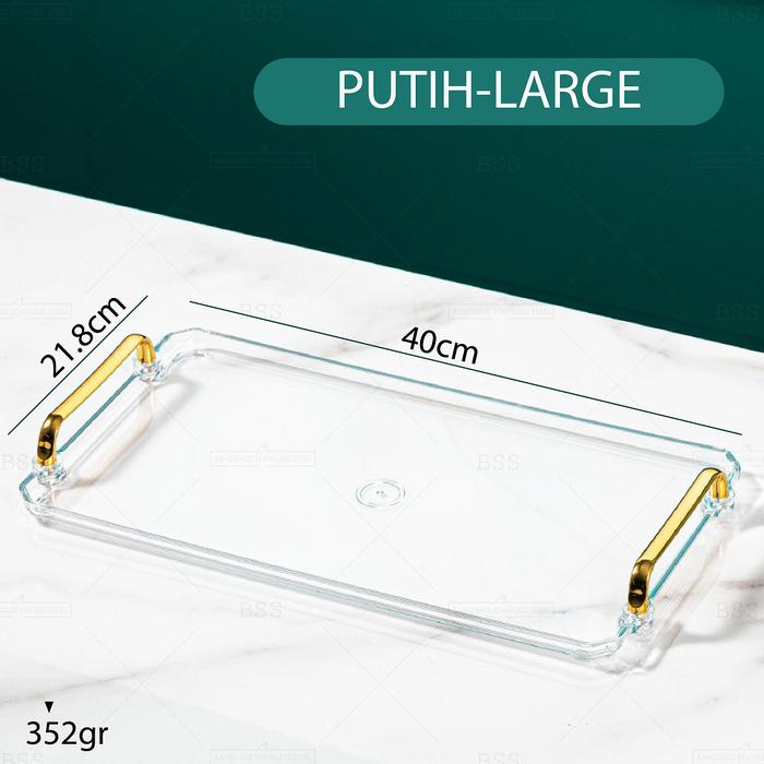 Gambar Nampan Aesthetic Plastik Kotak Baki Transparan Persegi Wadah Perhiasan - PUTIH-LARGE dari Bandung Stainless Steel undefined Tokopedia