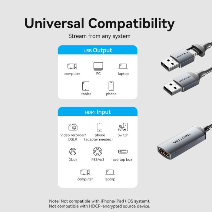 Gambar Dijual Vention Hdmi Video Capture Card Usb To Hdmi Game Capture For dari roziq32 undefined Tokopedia