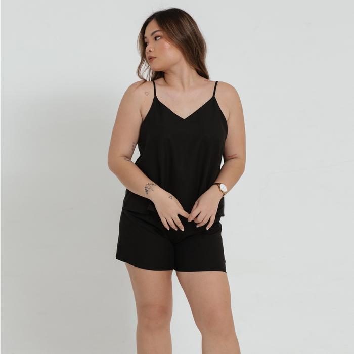 Gambar [PREMIUM] NYAMAN DIGUNAKAN Cloth Inc TENCEL V Neck Tank - Black, XXS dari Glorriea undefined Tokopedia