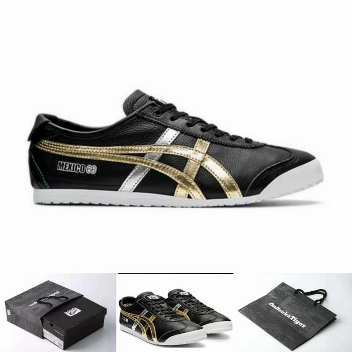 Gambar Sepatu O.n.i.t.s.u.k.a Tiger Mexico 66 Black Gold Silver - 36 dari Onitku undefined Tokopedia