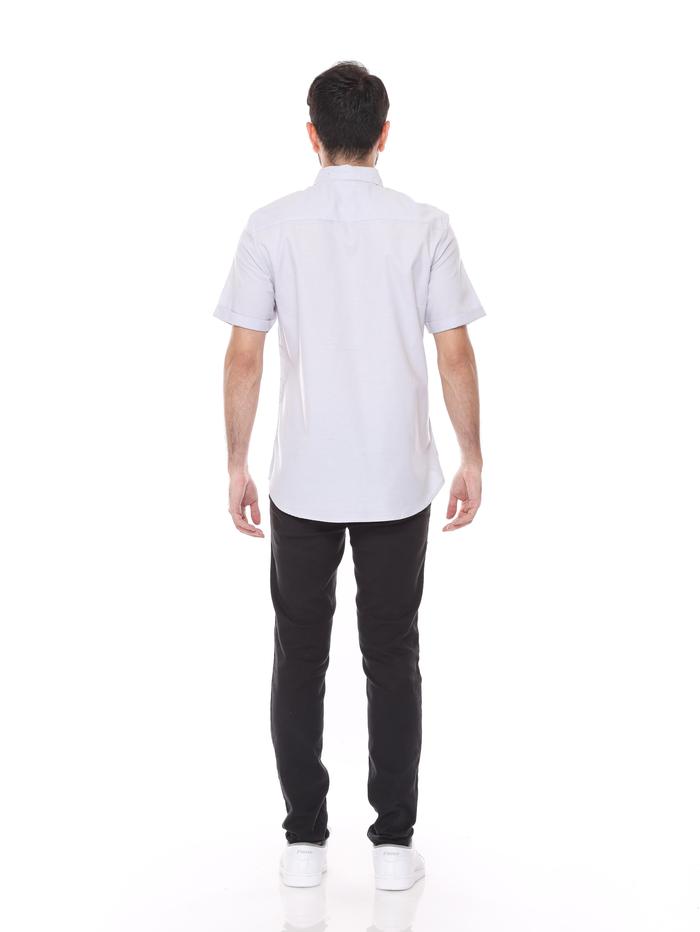 Gambar Kemeja Pria Oxford Tangan Pendek Dyllon - Oxford Light Grey Shirt - L dari Dyllco Official Kota Bandung Tokopedia