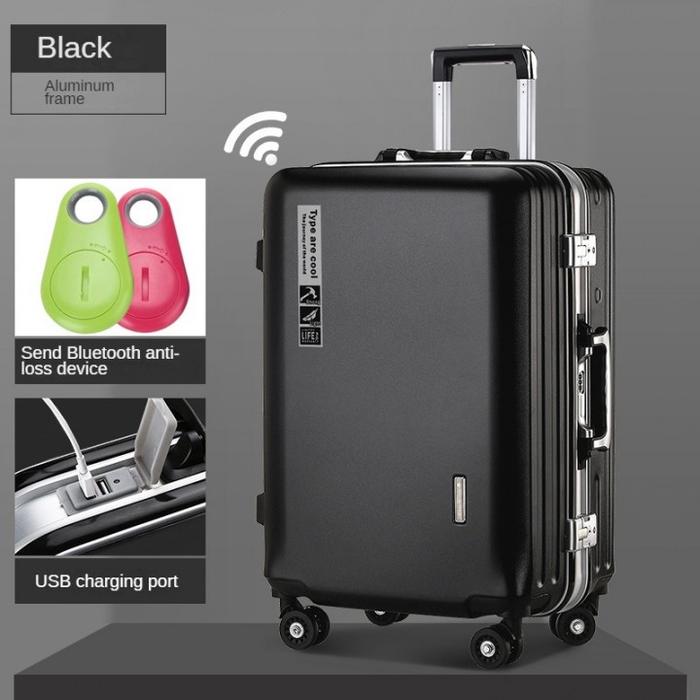 Gambar Koper Anti Maling Suitcase Anti Lost Strong Aluminium 22 Inch USB Port - Black, 22 Inch dari Jackman ID_NEW undefined Tokopedia