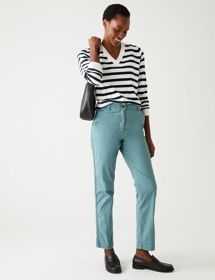Gambar M&S - Celana - Cotton Rich Tea Dyed Slim Fit Chinos - Blue - Blue, 8/SHT dari MARKS&SPENCER undefined Tokopedia