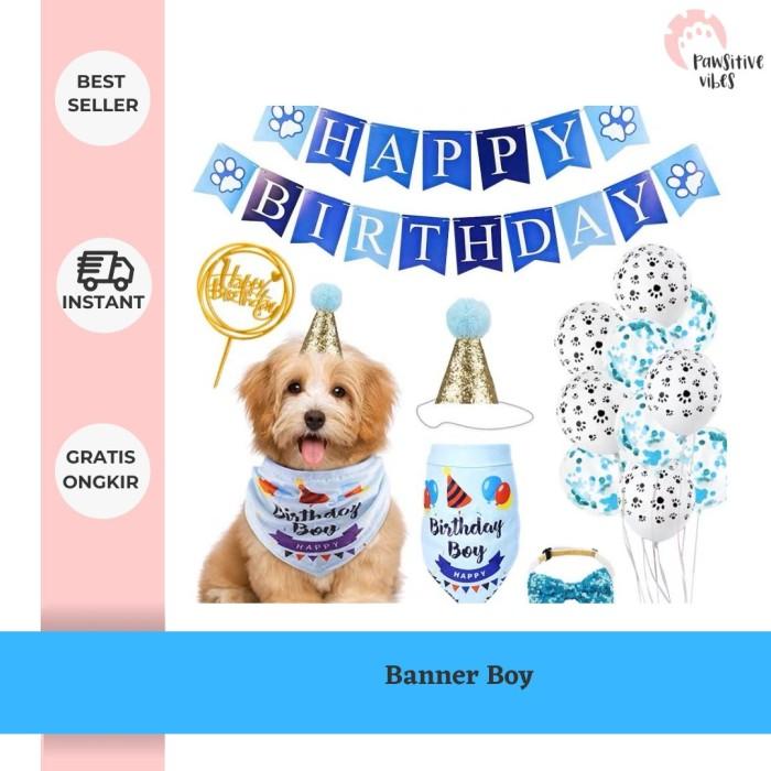 Gambar topi ulang tahun anjing kucing - topi ulang tahun anjing - banner - banner hb biru dari Pawsitive Official undefined Tokopedia