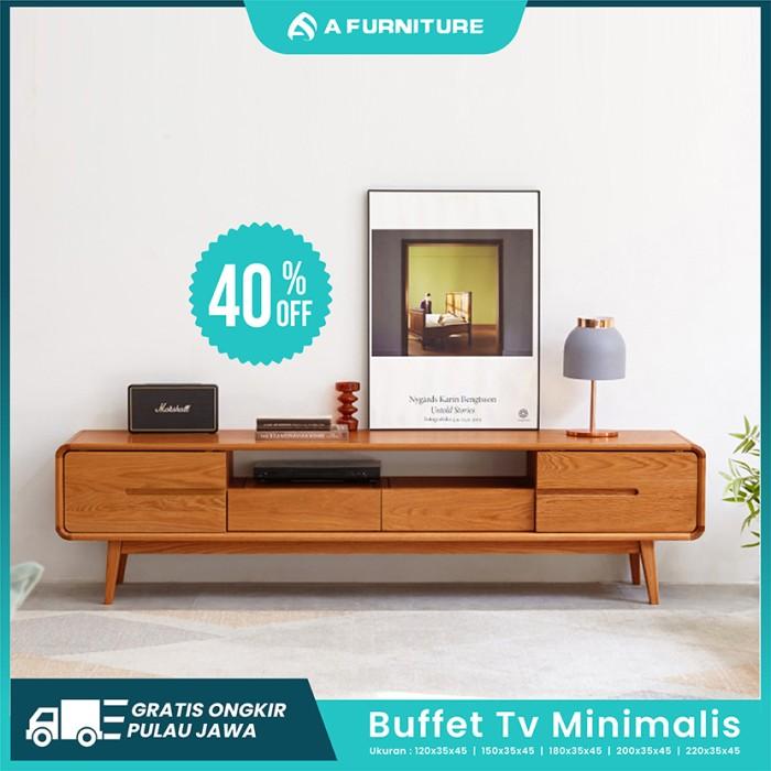 Gambar A Furniture Meja Tv Cabinet Minimalis Kayu Mahoni Solid Furniture - natural, 120x35x45cm dari Novi-shop57 undefined Tokopedia