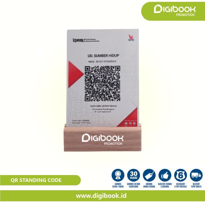 Gambar Cetak QRIS Akrilik Penyangga Kayu / QR Code Stand Wood - A4 dari Digibook Point Mijen undefined Tokopedia
