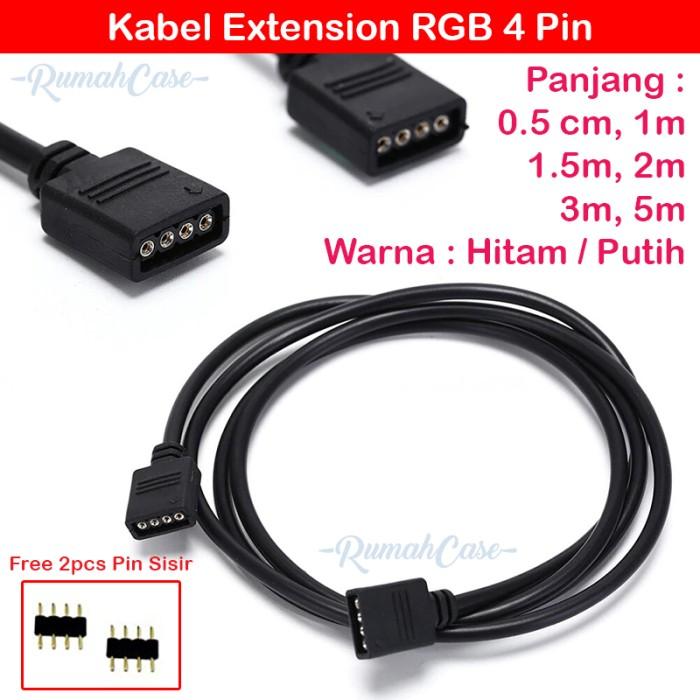 Gambar Kabel Extension LED Strip RGB 4 Pin Cable Extender 5050 Male Female - panjang 30cm, Putih dari rumahcase. undefined Tokopedia