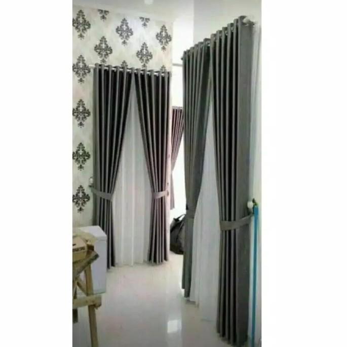 Gambar gorden import jendela minimalis blackout polos serat - abu tua, L 140 x T 250cm dari Fajar gorden01 undefined Tokopedia