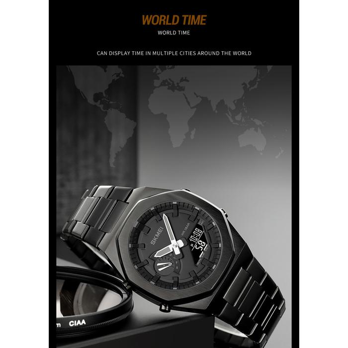 Gambar Jam Tangan Analog Pria LED Light World Time Waterproof SKMEI 1816 - Hitam dari SKMEI OFFICIAL SRG undefined Tokopedia