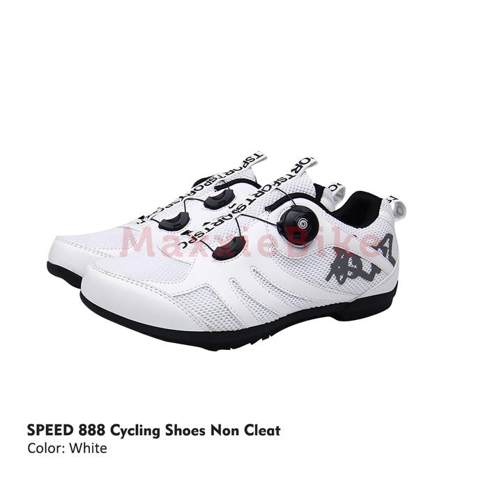 Gambar SPEED Sepatu Sepeda No Cleat Model 888 Road MTB Non Lock Cycling Shoes - White, 44 dari Maxxiebike undefined Tokopedia