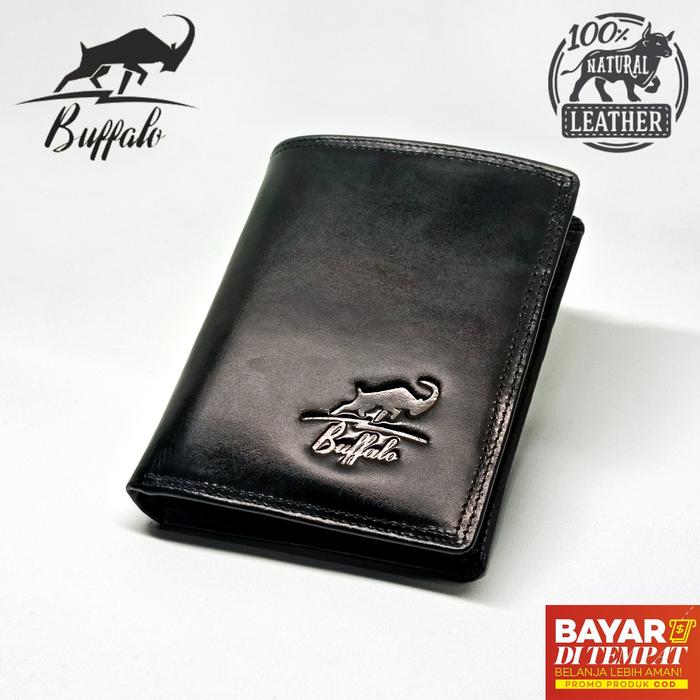 Gambar Buffalo Dompet Pria 100% Kulit Asli Slot Kartu Banyak Model Lipat - Hitam / Black dari renataari undefined Tokopedia