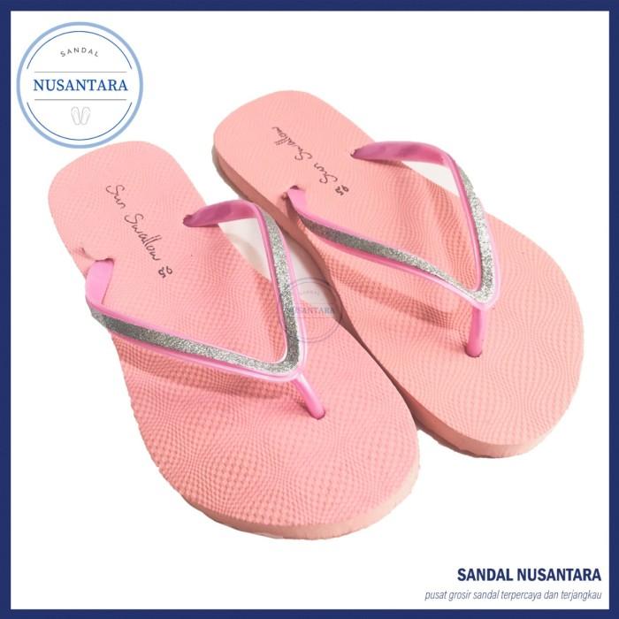 Gambar Sandal Jepit Sun Swallow Kristal Crystal Wanita Tali Glitter - Pink, 10.5 (25.5 cm) dari Sandal.Nusantara undefined Tokopedia