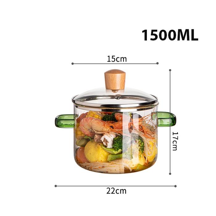 Gambar Pot Panci Masak Stewing Soup Pot Borosilicate Glass - Kecil Green dari VISHAL undefined Tokopedia