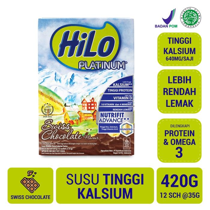 Gambar TERLARIS HiLo Platinum Swiss Chocolate (12 Sch) - Susu Tinggi Kalsium dari zarafruit undefined Tokopedia
