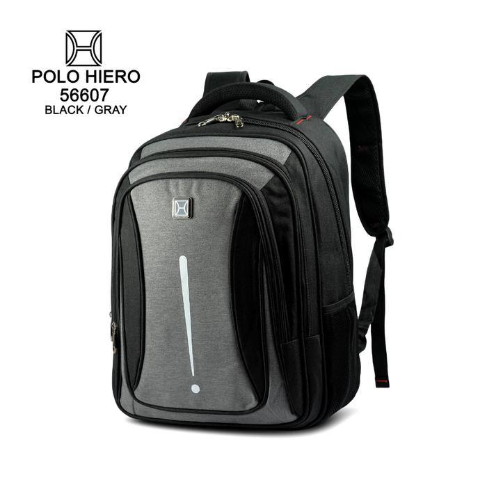 Gambar (PV) Tas Ransel Sekolah Polo Hiero 56607 Tas Laptop Free Rain Cover - Black Grey dari Polo Villa Official undefined Tokopedia