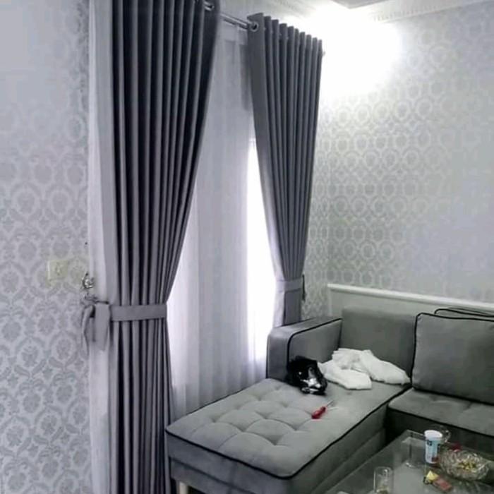 Gambar gorden jendela besar blackout polos 12 gelombang - abu tua, L 280 x T 300 dari Fajar gorden01 undefined Tokopedia