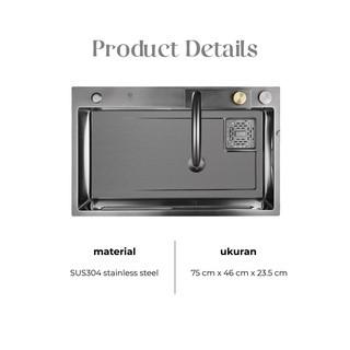 Gambar Set Wastafel Kitchen Sink Minimalis Modern Matte Grey Rainfall dapur - Type A dari jolalitokopedia undefined Tokopedia
