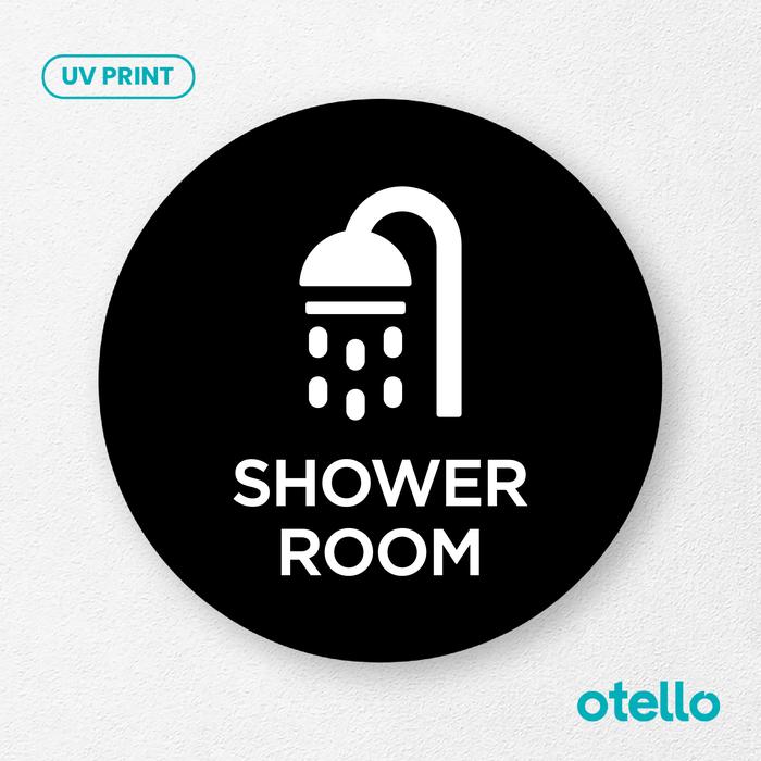 Gambar Shower Room Signage Board Akrilik Tempel Dinding Papan Acrylic - Bulat Hitam, 15 cm dari Otello Studio undefined Tokopedia