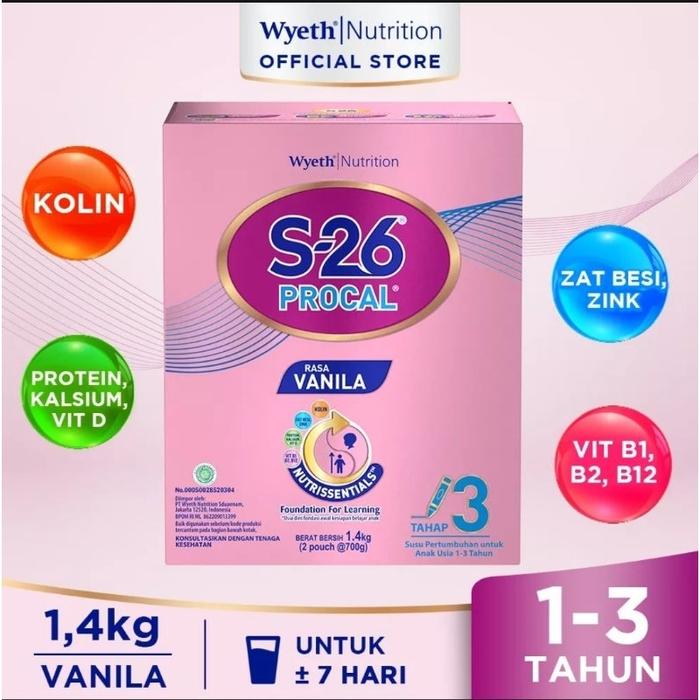 Gambar S26 Procal Tahap 3 Vanilla 1,4Kg / S-26 Procal Tahap 3 Vanilla 1400Gr - Tahap 3 Vanilla, 1,4kg dari Fukolare Shop undefined Tokopedia