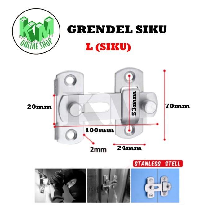 Gambar Grendel Slot Pintu L (Besar) /Kunci geser pintu/lemari Minimalis Stain - Grendel Siku L dari KM Onlinshop undefined Tokopedia