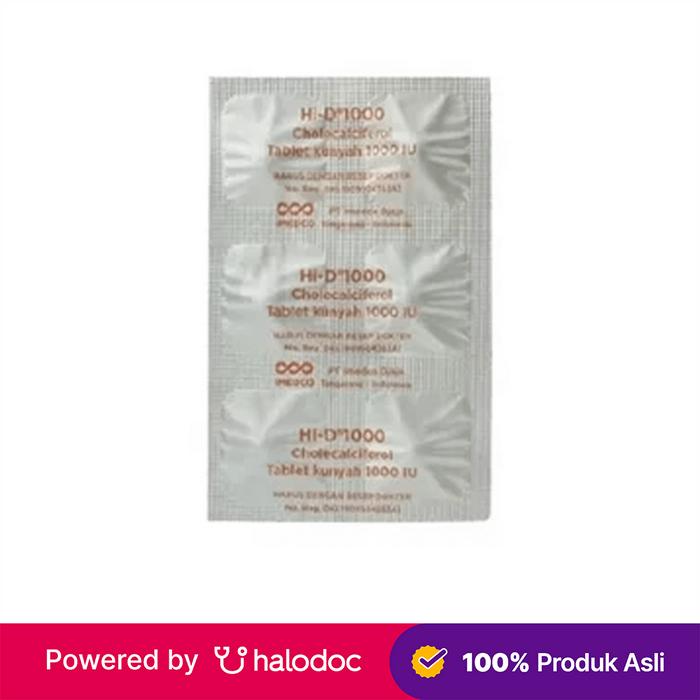 Gambar Hi-D 1000 Vitamin D3 6 Tablet Kunyah dari Apotek Qta Sehat Bogor undefined Tokopedia