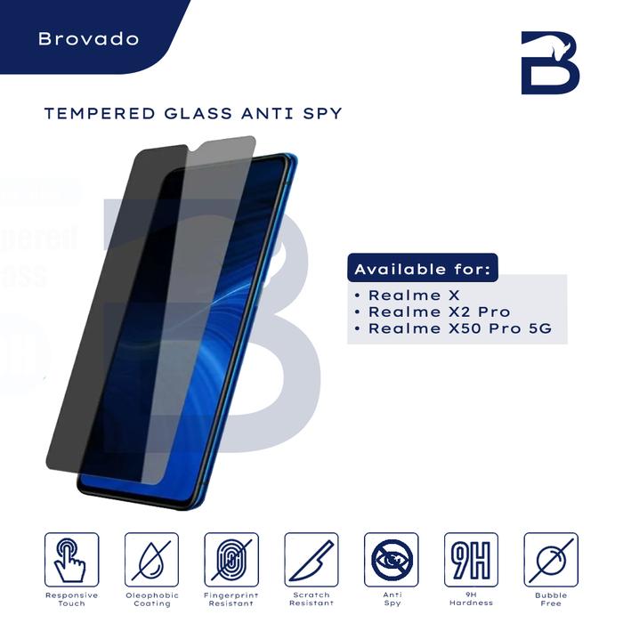 Gambar Tempered Glass Anti Spy Realme X/X2/ X50/Pro Anti Gores Premium - X, Anti Spy dari BROVADO undefined Tokopedia