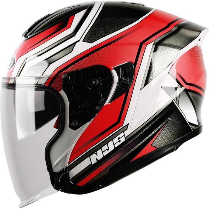 Jual Unik NJS KAIROZ DV Zenith Putih Merah Gloss Helm Half face