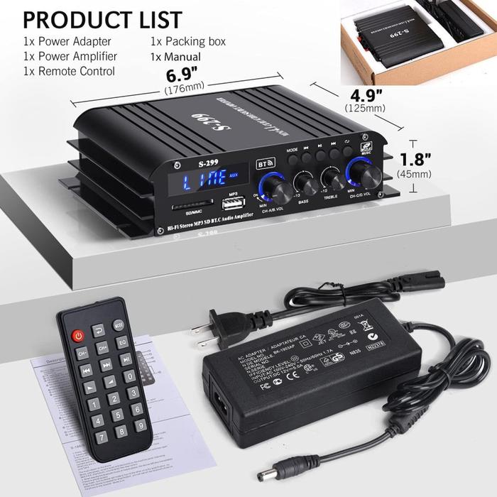 Krendy Amplifier Stereo Audio Mini 41 S299 Amplifier Audio Portabel