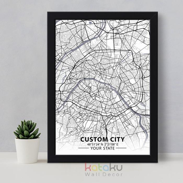 Gambar NEW CUSTOM City Map Art Wall Decor Poster Peta Kota Favoritmu Hiasan dari Alif kebab undefined Tokopedia