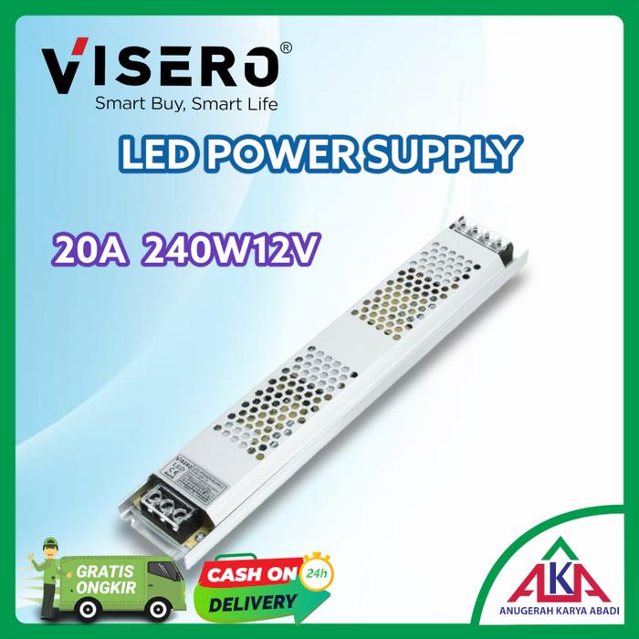 Gambar VISERO Ultra Slim Power Supply / Trafo / Adaptor Switching LED 12V - VISERO 20A dari Berkat.Elektrik undefined Tokopedia