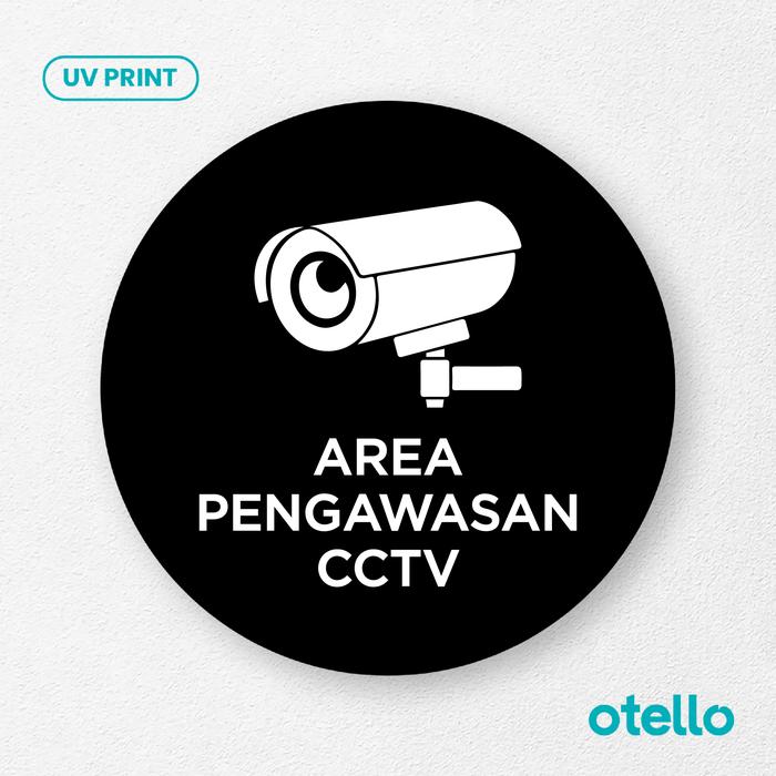 Gambar Area Pengawasan CCTV Signage Board Akrilik Tempel Dinding Papan - Bulat Hitam, 15 cm dari Otello Studio undefined Tokopedia