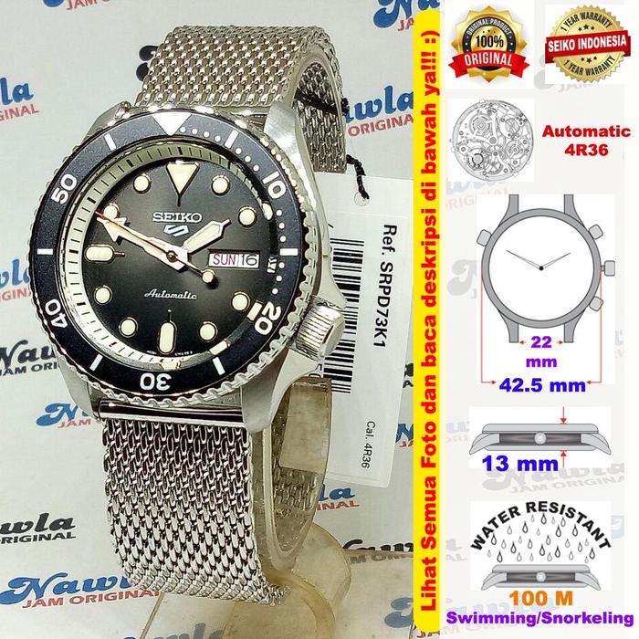 Seiko Sports Srpd73k1 Automatic Black Dial Jam Tangan Pria Srpd73